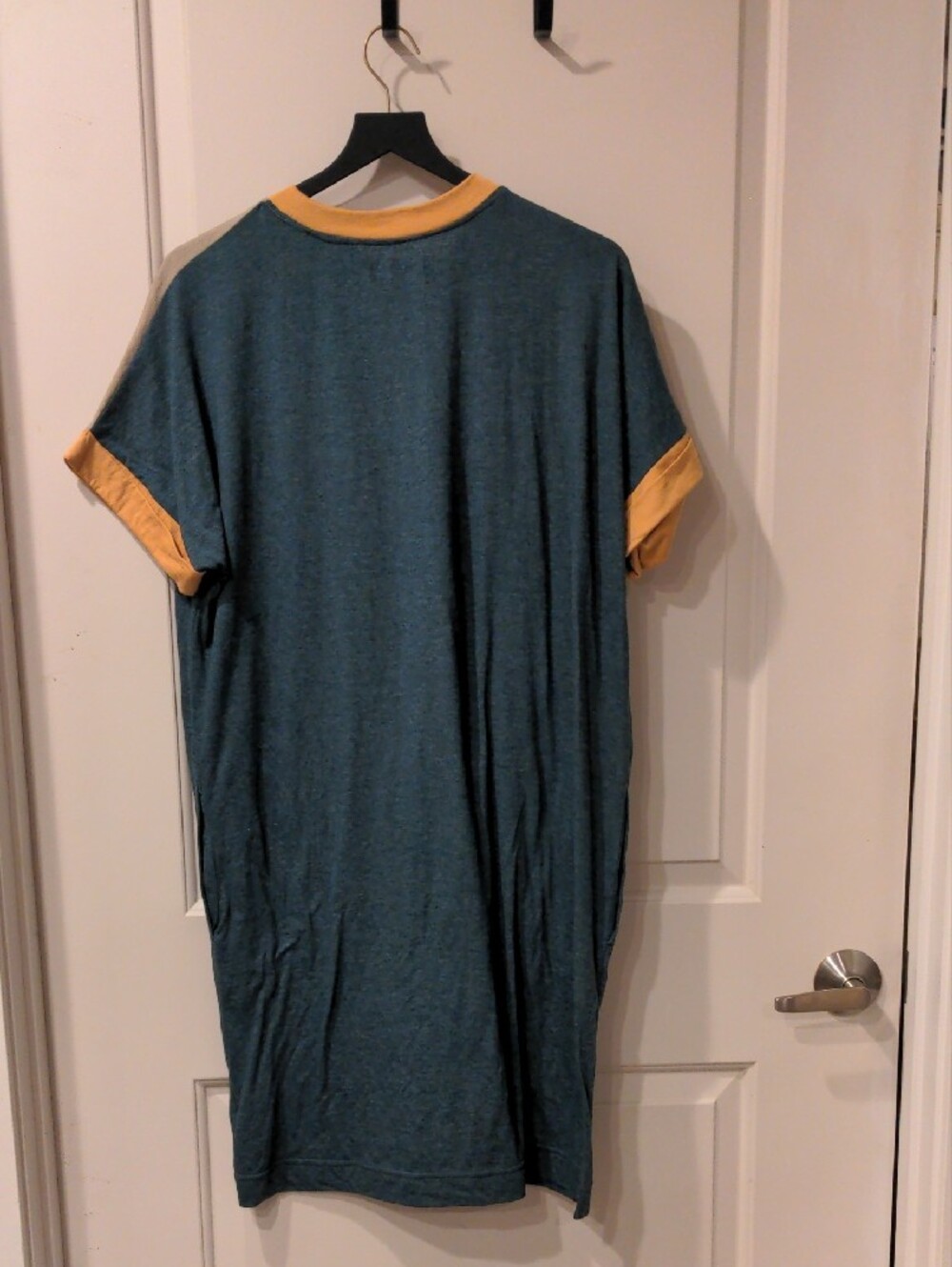 Kavu Teal, Tan & Mustard Colorblock Pocket T-Shirt Dress - Picture 2 of 4
